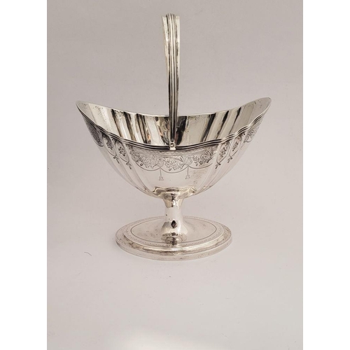 6 - A VERY FINE & RARE IRISH, CORK, GEORGE III SILVER HELMET SHAPED SUGAR BASKET, circa 1790, impressed ... 