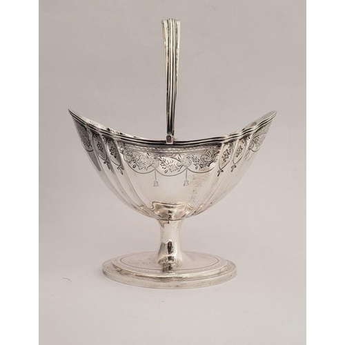 6 - A VERY FINE & RARE IRISH, CORK, GEORGE III SILVER HELMET SHAPED SUGAR BASKET, circa 1790, impressed ... 