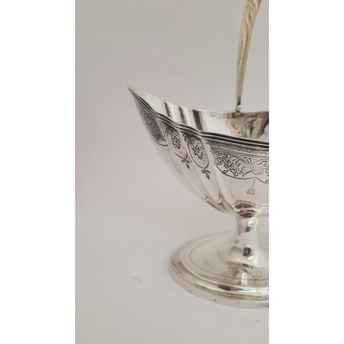 6 - A VERY FINE & RARE IRISH, CORK, GEORGE III SILVER HELMET SHAPED SUGAR BASKET, circa 1790, impressed ... 