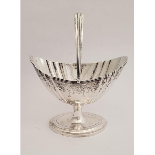 6 - A VERY FINE & RARE IRISH, CORK, GEORGE III SILVER HELMET SHAPED SUGAR BASKET, circa 1790, impressed ... 