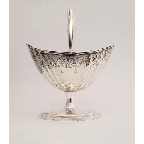 6 - A VERY FINE & RARE IRISH, CORK, GEORGE III SILVER HELMET SHAPED SUGAR BASKET, circa 1790, impressed ... 