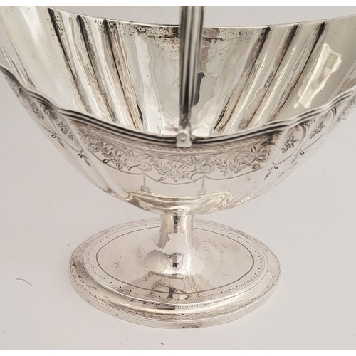 6 - A VERY FINE & RARE IRISH, CORK, GEORGE III SILVER HELMET SHAPED SUGAR BASKET, circa 1790, impressed ... 