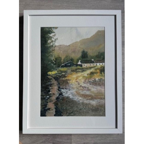 72 - KATIE BUTTIMER (Irish, 20th Century), ‘CLAPPER BRIDGE AT GOUGANE BARRA’ watercolour on paper, dimens... 