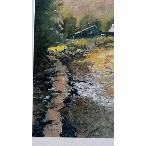 72 - KATIE BUTTIMER (Irish, 20th Century), ‘CLAPPER BRIDGE AT GOUGANE BARRA’ watercolour on paper, dimens... 