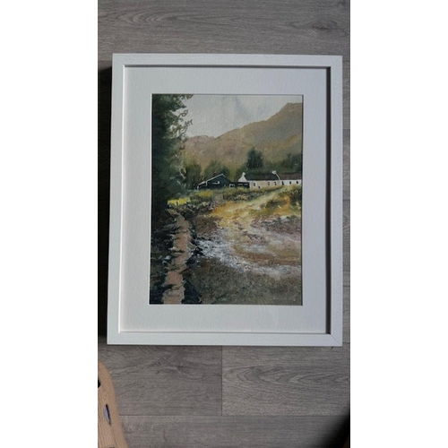 72 - KATIE BUTTIMER (Irish, 20th Century), ‘CLAPPER BRIDGE AT GOUGANE BARRA’ watercolour on paper, dimens... 