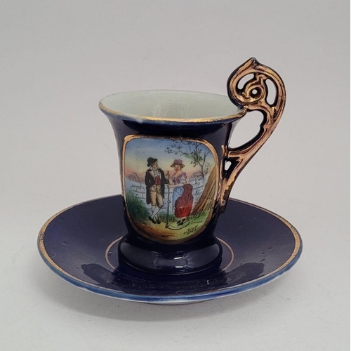 75 - A COLLECTION OF GOOD QUALITY COLLECTABLE FINE PORCELAIN: includes, (i) a cobalt blue coffee cup & sa... 