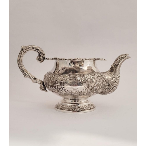 83 - AN EXCEPTIONAL IRISH, CORK, WILLIAM IV, SILVER TEA SERVICE, including a large tea pot, jug & sugar b... 