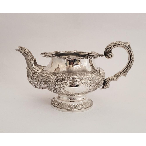 83 - AN EXCEPTIONAL IRISH, CORK, WILLIAM IV, SILVER TEA SERVICE, including a large tea pot, jug & sugar b... 