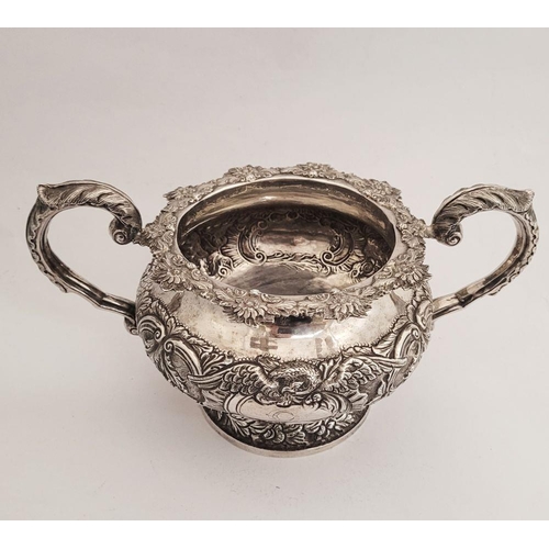 83 - AN EXCEPTIONAL IRISH, CORK, WILLIAM IV, SILVER TEA SERVICE, including a large tea pot, jug & sugar b... 