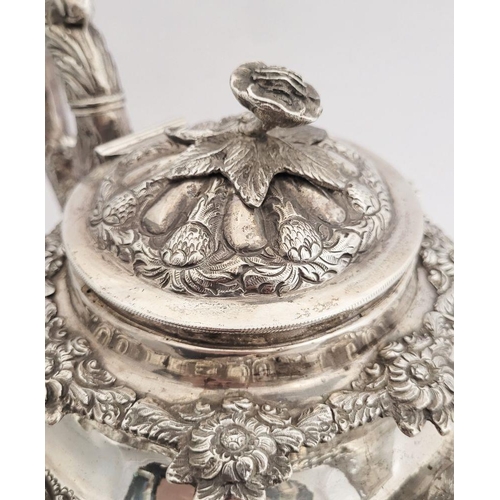 83 - AN EXCEPTIONAL IRISH, CORK, WILLIAM IV, SILVER TEA SERVICE, including a large tea pot, jug & sugar b... 