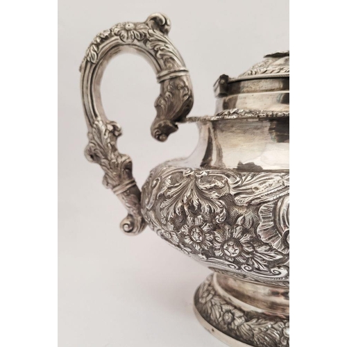 83 - AN EXCEPTIONAL IRISH, CORK, WILLIAM IV, SILVER TEA SERVICE, including a large tea pot, jug & sugar b... 