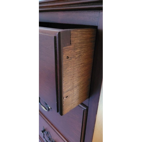 91 - A VERY GOOD PAIR OF MAHOGANY FIVE DRAWER CHESTS / TALL BOYS, each with a raised back gallery to the ... 