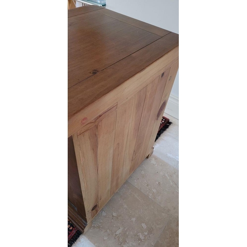 94 - A NEATLY SIZED TWO DRAWER CHEST, contemporary hard wood piece, with rounded corners to the front, th... 