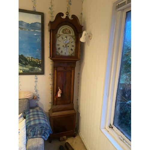 258 - A GOOD 19TH CENTURY MAHOGANY LONGCASE GRANDFATHER CLOCK, by James Shepley, of Derby. The top with a ... 