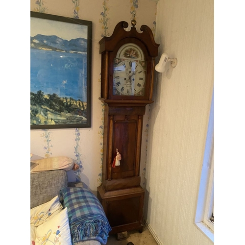 258 - A GOOD 19TH CENTURY MAHOGANY LONGCASE GRANDFATHER CLOCK, by James Shepley, of Derby. The top with a ... 