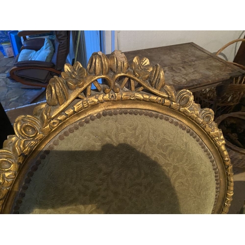 263 - A PAIR OF GOOD GILTWOOD FRENCH STYLE ARMCHAIRS, lovely detail to the raised carved crest rails, with... 