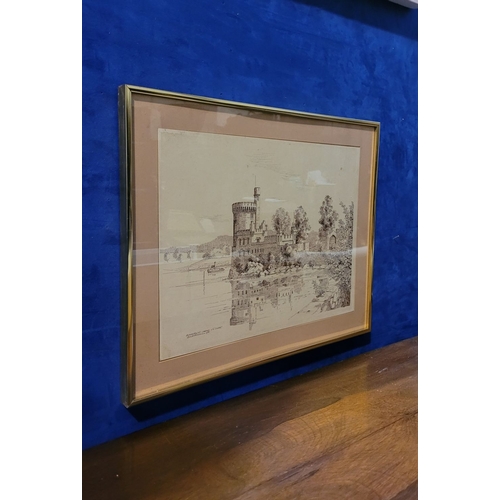 20 - GEOFF PLEASANCE, (BRITISH, B.1942), BLACKROCK CASTLE, CO. CORK, ink on paper, signed and dated 1979 ... 