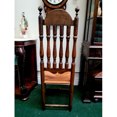 29 - A PAIR OF ANTIQUE BANISTER BACKED WILLIAM & MARY CHAIRS, each with a demi-lune sun burst crest rail ... 