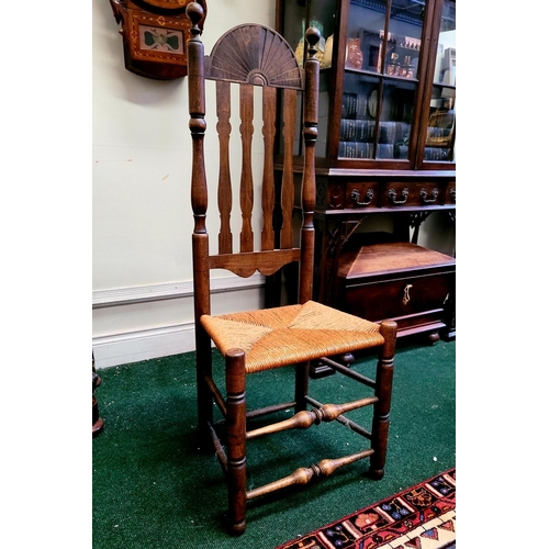 29 - A PAIR OF ANTIQUE BANISTER BACKED WILLIAM & MARY CHAIRS, each with a demi-lune sun burst crest rail ... 