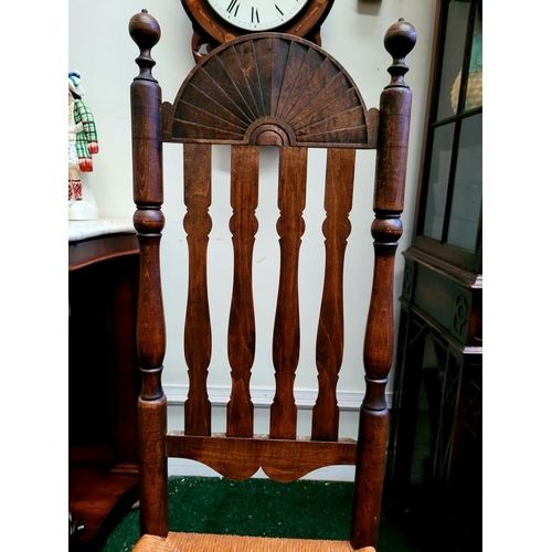 29 - A PAIR OF ANTIQUE BANISTER BACKED WILLIAM & MARY CHAIRS, each with a demi-lune sun burst crest rail ... 