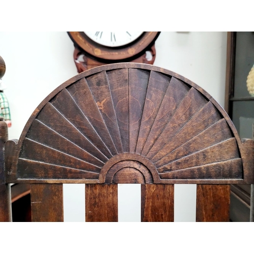 29 - A PAIR OF ANTIQUE BANISTER BACKED WILLIAM & MARY CHAIRS, each with a demi-lune sun burst crest rail ... 