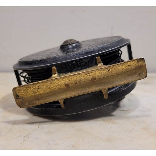 35 - A VINTAGE W. HAYNES & SON CORK FISHING REEL; Patent 27023, with centabrake No.1. A 4 ½ inch alloy & ... 