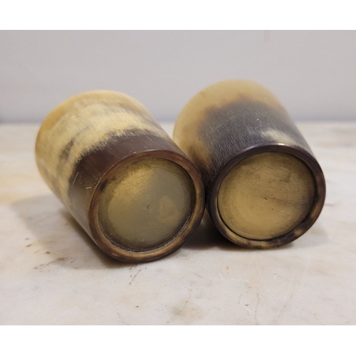 36 - A LOT OF CORK INTEREST: TWO MINIATURE ANTIQUE HORN CUPS, of tapered form, each reading 'Cork' to bod... 