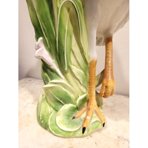 69 - A LOVELY VINTAGE ITALIAN MADE CERAMIC UMBRELLA / STICK STAND, in the form of a large heron bird stan... 