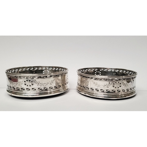 8 - A VERY GOOD QUALITY PAIR OF IRISH GEORGE III SILVER WINE BOTTLE COASTERS, by Chris Haines, Dublin c.... 