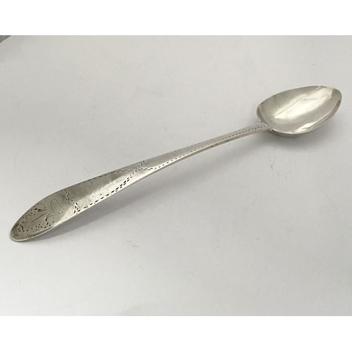 9 - A RARE IRISH – LIMERICK – GEORGE III SILVER SERVING SPOON, by Maurice Fitzgerald c.1785. The handle ... 