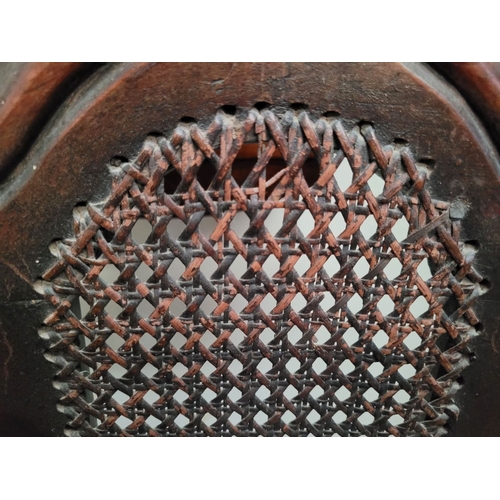 98 - A TALL BACKED SINGLE WILLIAM & MARY OAK HALL CHAIR, with a carved domed crest rail with woven cane b... 