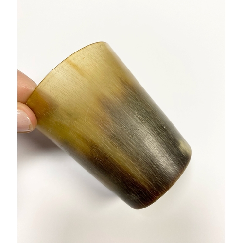 36 - A LOT OF CORK INTEREST: TWO MINIATURE ANTIQUE HORN CUPS, of tapered form, each reading 'Cork' to bod... 