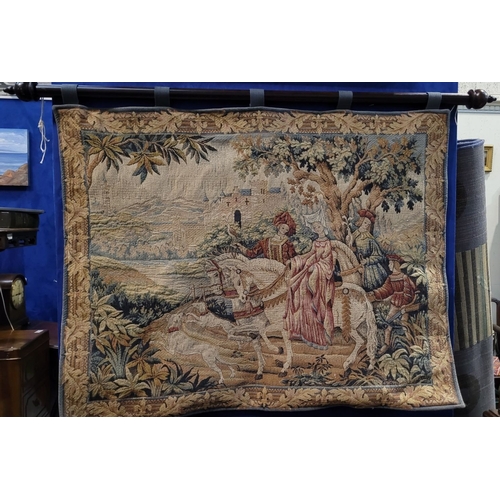 102 - A VINTAGE ‘ROYAL HUNT’ TAPESTRY, with hanging rod. Label verso: ‘The Royal Hunt Tapestry by Marc Way... 