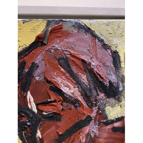 118 - MARTIN STONE (Irish, 20th Century), ‘HEAD LOST PEOPLE’, oil on canvas, inscribed verso with title, s... 