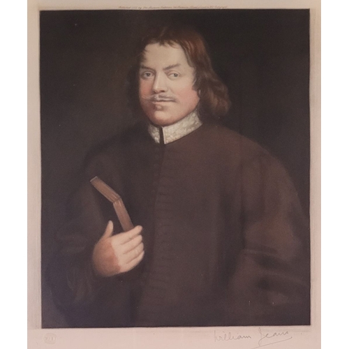 144 - A FRAMED EDWARDIAN COLOURED PRINT: AFTER THOMAS SADLER, (1684) PORTRAIT OF JOHN BUNYAN, ARTIST'S PRO... 