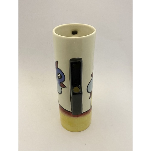 150 - A LORNA BAILEY LAKESIDE TALL JUG, cylindrical body with interesting handle and spout, painted detail... 