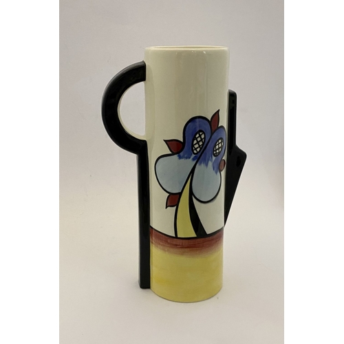 150 - A LORNA BAILEY LAKESIDE TALL JUG, cylindrical body with interesting handle and spout, painted detail... 