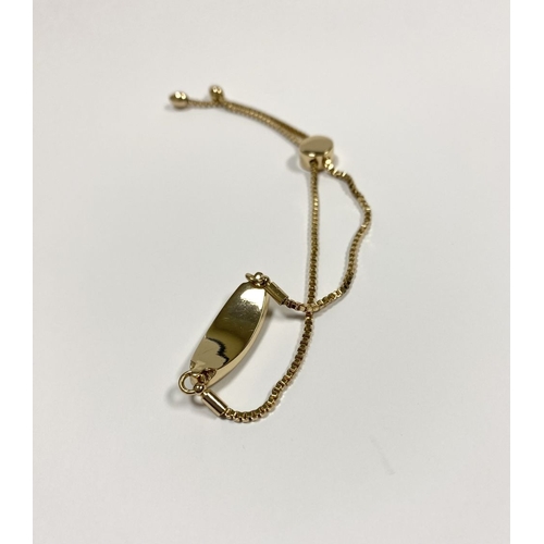 152 - A PRETTY BUCKLEY LONDON MOTHER OF PEARL TOGGLE BRACELET, with gilt chain, toggle fastening.