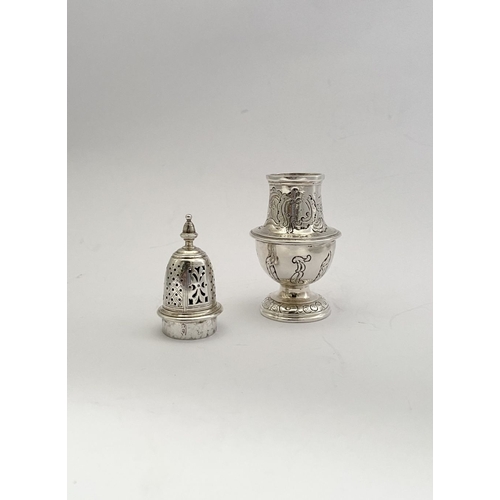 16 - A PAIR OF GEORGE II IRISH SILVER SUGAR CASTORS, Hallmarked Dublin c.1745. Of baluster form, the body... 