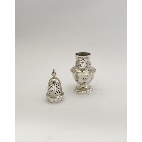 16 - A PAIR OF GEORGE II IRISH SILVER SUGAR CASTORS, Hallmarked Dublin c.1745. Of baluster form, the body... 