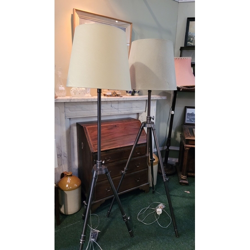 178 - A PAIR OF CONTEMPORARY S.O.U.L TRIPOD STYLE STANDARD LAMPS, adjustable heights to both. One can go a... 