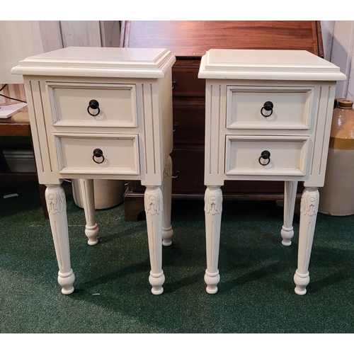 182 - A GOOD QUALITY PAIR OF CONTEMPORARY FRENCH STYLE TWO DRAWER LOCKERS / BEDSIDE TABLES, each with two ... 