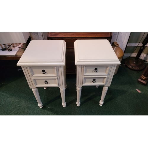 182 - A GOOD QUALITY PAIR OF CONTEMPORARY FRENCH STYLE TWO DRAWER LOCKERS / BEDSIDE TABLES, each with two ... 