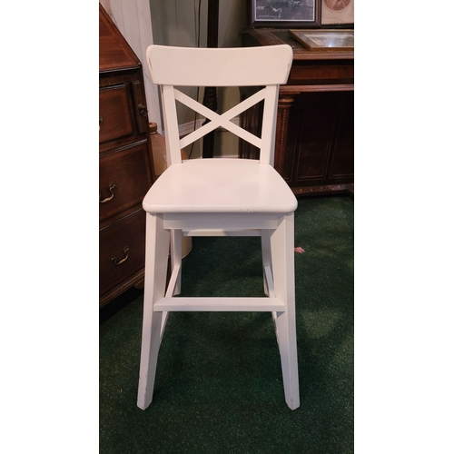 184 - AN IKEA INGOLF JUNIOR HIGH-CHAIR, white painted chair, made for a child too big for the typical high... 