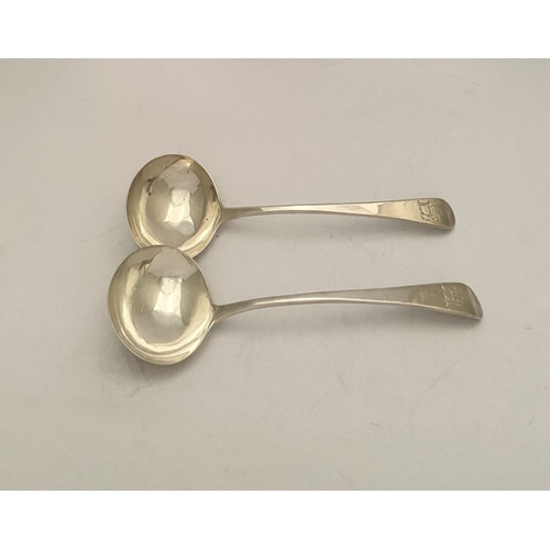 19 - A PAIR OF GEORGE III SILVER SAUCE LADLES, Hallmarked George Smith (III) & William Fearn, London c.17... 