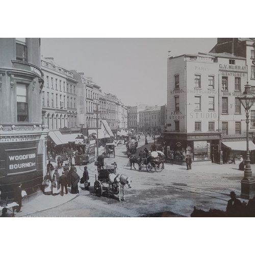 195 - THREE NICELY FRAMED PHOTOGRAPHIC REPRODUCTION PRINTS OF CORK & COBH IN THE 19TH CENTURY, includes vi... 