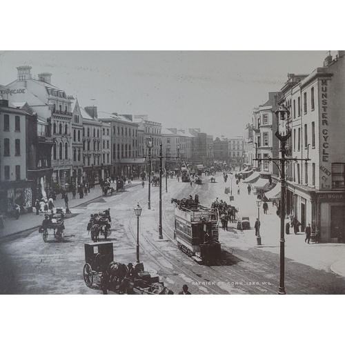 195 - THREE NICELY FRAMED PHOTOGRAPHIC REPRODUCTION PRINTS OF CORK & COBH IN THE 19TH CENTURY, includes vi... 