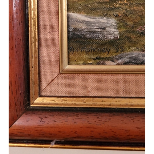 198 - GERALDINE O’MAHONY, (IRISH, 20TH CENTURY), POULNABRONE DOLMEN, oil on canvas board, signed lower lef... 