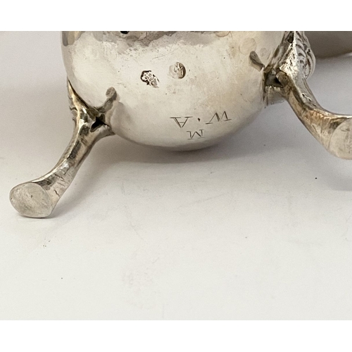 20 - A GEORGE II IRISH SILVER CREAM JUG, Dublin c.1750, nice simple form with gadrooned rim, double scrol... 