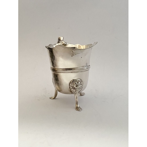 20 - A GEORGE II IRISH SILVER CREAM JUG, Dublin c.1750, nice simple form with gadrooned rim, double scrol... 